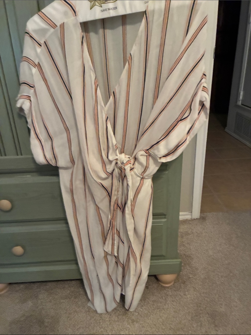 Women’s White Striped Tie-Front dress